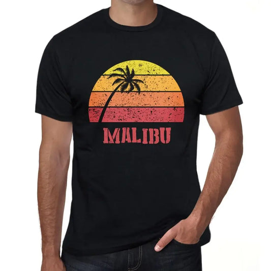 Men's Graphic T-Shirt Palm, Beach, Sunset In Malibu Eco-Friendly Limited Edition Short Sleeve Tee-Shirt Vintage Birthday Gift Novelty