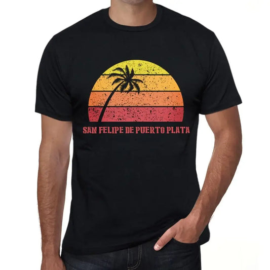 Men's Graphic T-Shirt Palm, Beach, Sunset In San Felipe De Puerto Plata Limited Edition Short Sleeve Tee-Shirt Vintage Birthday Gift Novelty