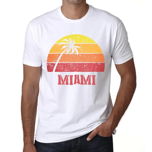Men's Graphic T-Shirt Palm, Beach, Sunset In Miami Eco-Friendly Limited Edition Short Sleeve Tee-Shirt Vintage Birthday Gift Novelty