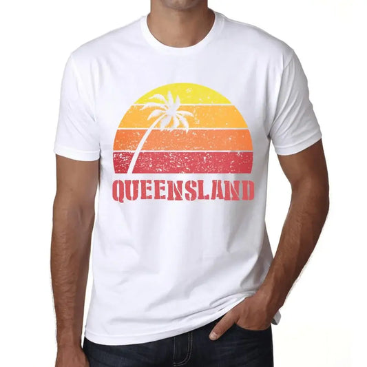 Men's Graphic T-Shirt Palm, Beach, Sunset In Queensland Limited Edition Short Sleeve Tee-Shirt Vintage Birthday Gift Novelty