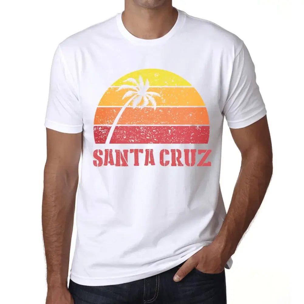 Men's Graphic T-Shirt Palm, Beach, Sunset In Santa Cruz Eco-Friendly Limited Edition Short Sleeve Tee-Shirt Vintage Birthday Gift Novelty