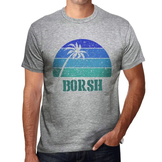 Men's Graphic T-Shirt Palm, Beach, Sunset In Borsh Limited Edition Short Sleeve Tee-Shirt Vintage Birthday Gift Novelty