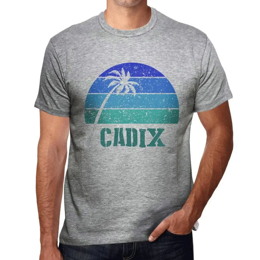Men's Graphic T-Shirt Palm, Beach, Sunset In Cadix Limited Edition Short Sleeve Tee-Shirt Vintage Birthday Gift Novelty