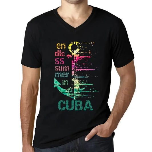 Men's Graphic T-Shirt V Neck Endless Summer In Cuba Eco-Friendly Limited Edition Short Sleeve Tee-Shirt Vintage Birthday Gift Novelty