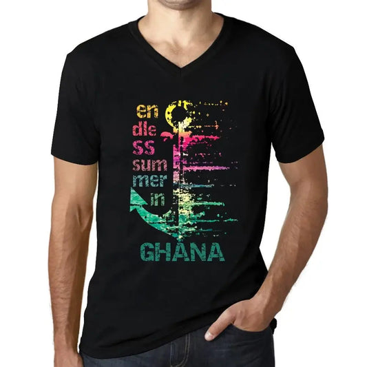 Men's Graphic T-Shirt V Neck Endless Summer In Ghana Eco-Friendly Limited Edition Short Sleeve Tee-Shirt Vintage Birthday Gift Novelty