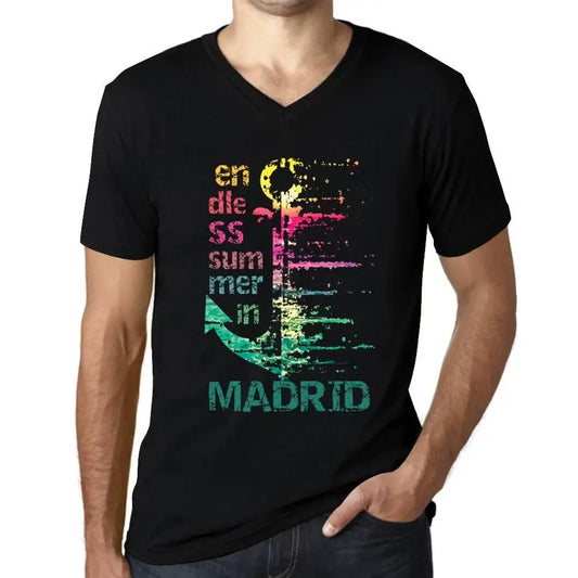 Men's Graphic T-Shirt V Neck Endless Summer In Madrid Eco-Friendly Limited Edition Short Sleeve Tee-Shirt Vintage Birthday Gift Novelty