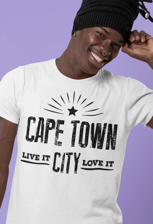 Herren Vintage T-Shirt Grafik T-Shirt Live It Love It CAPE TOWN Weiß