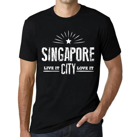 Men's Graphic T-Shirt Live It Love It Singapore Limited Edition Short Sleeve Tee-Shirt Vintage Birthday Gift Novelty