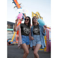 Women's Graphic T-Shirt Girl Power Brush Deep Black Round neck