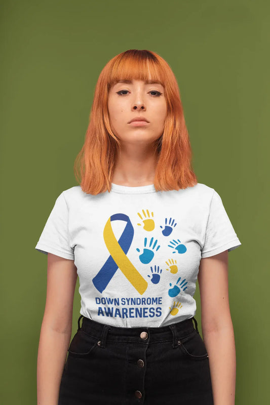 Women's Graphic T-Shirt Down Syndrome Awareness White Round Neck