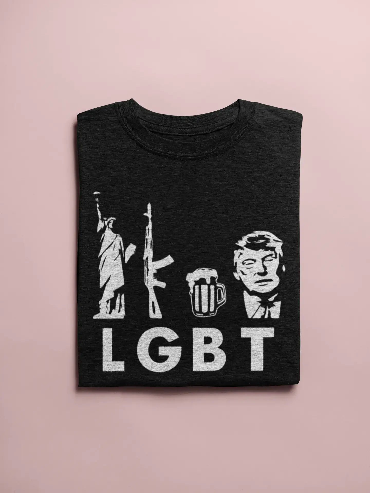 Men's Graphic T-Shirt LGBT Liberty Guns Beer Deep Black