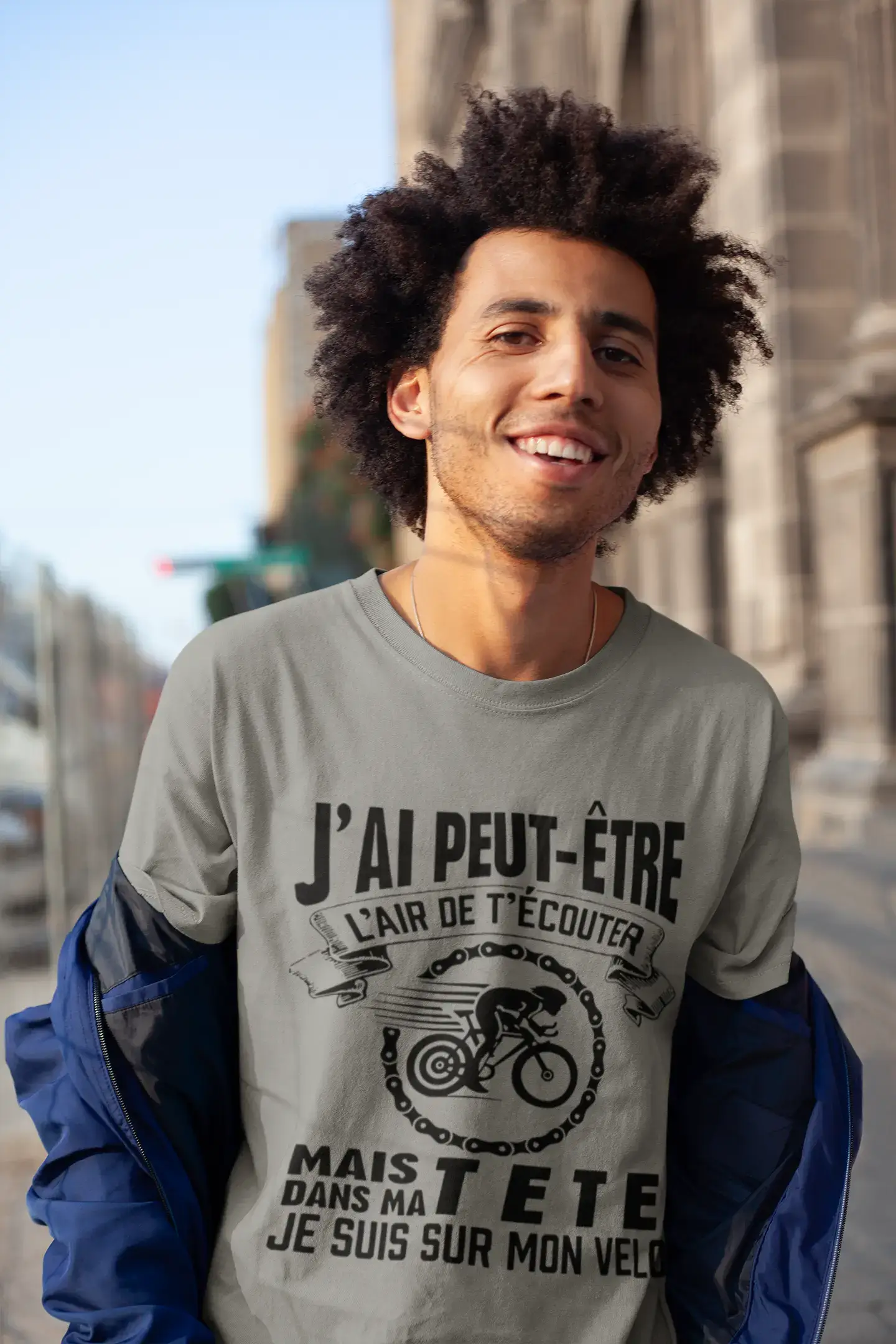 Ultrabasic - Unisex J'AI Peut-Étre L'air De T'Écouter mais dans Ma Tete Je suis sur Mon Vélo T-Shirt