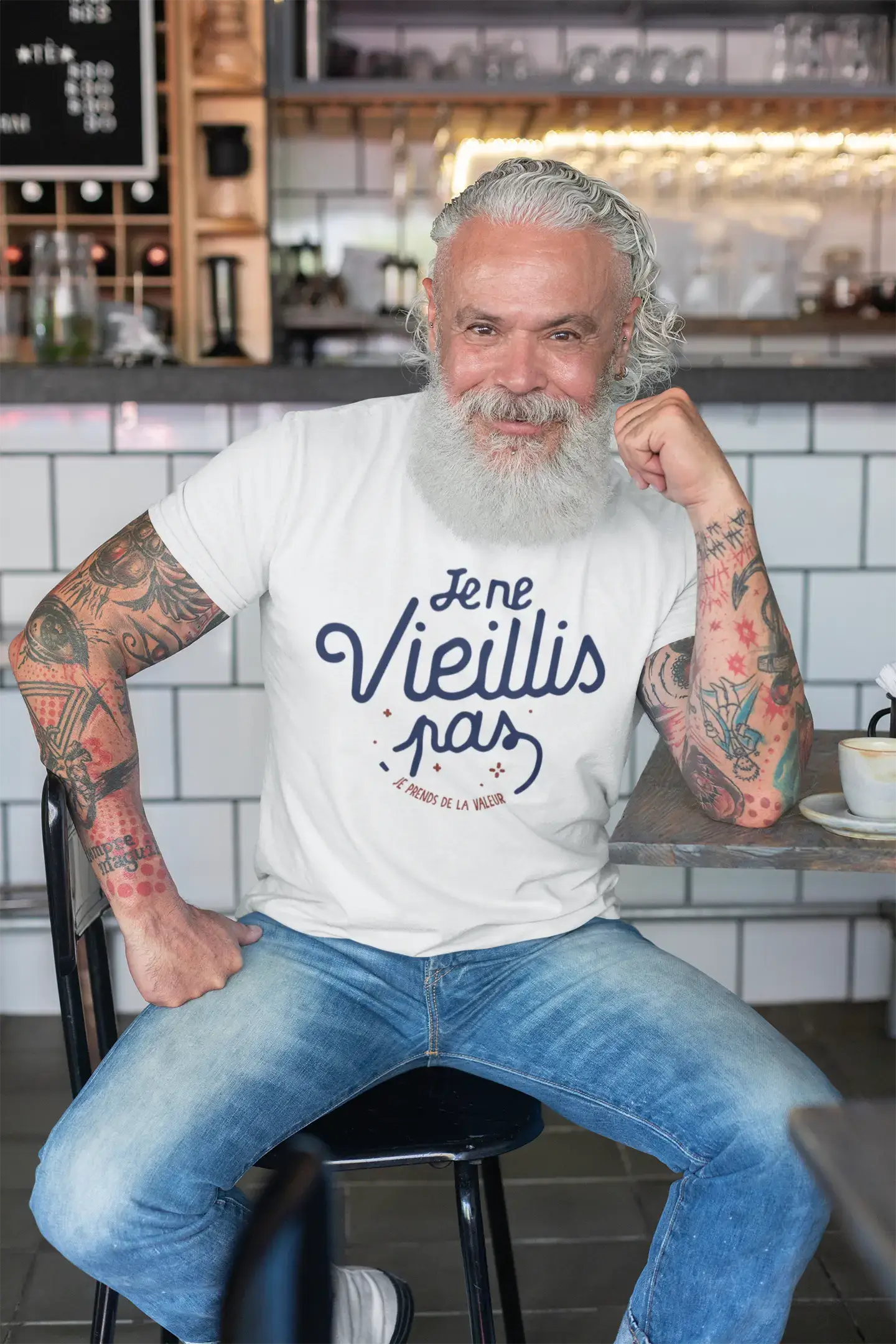 Ultrabasic - Homme Graphique Je ne vieillis Pas T-Shirt Marine Lettre
