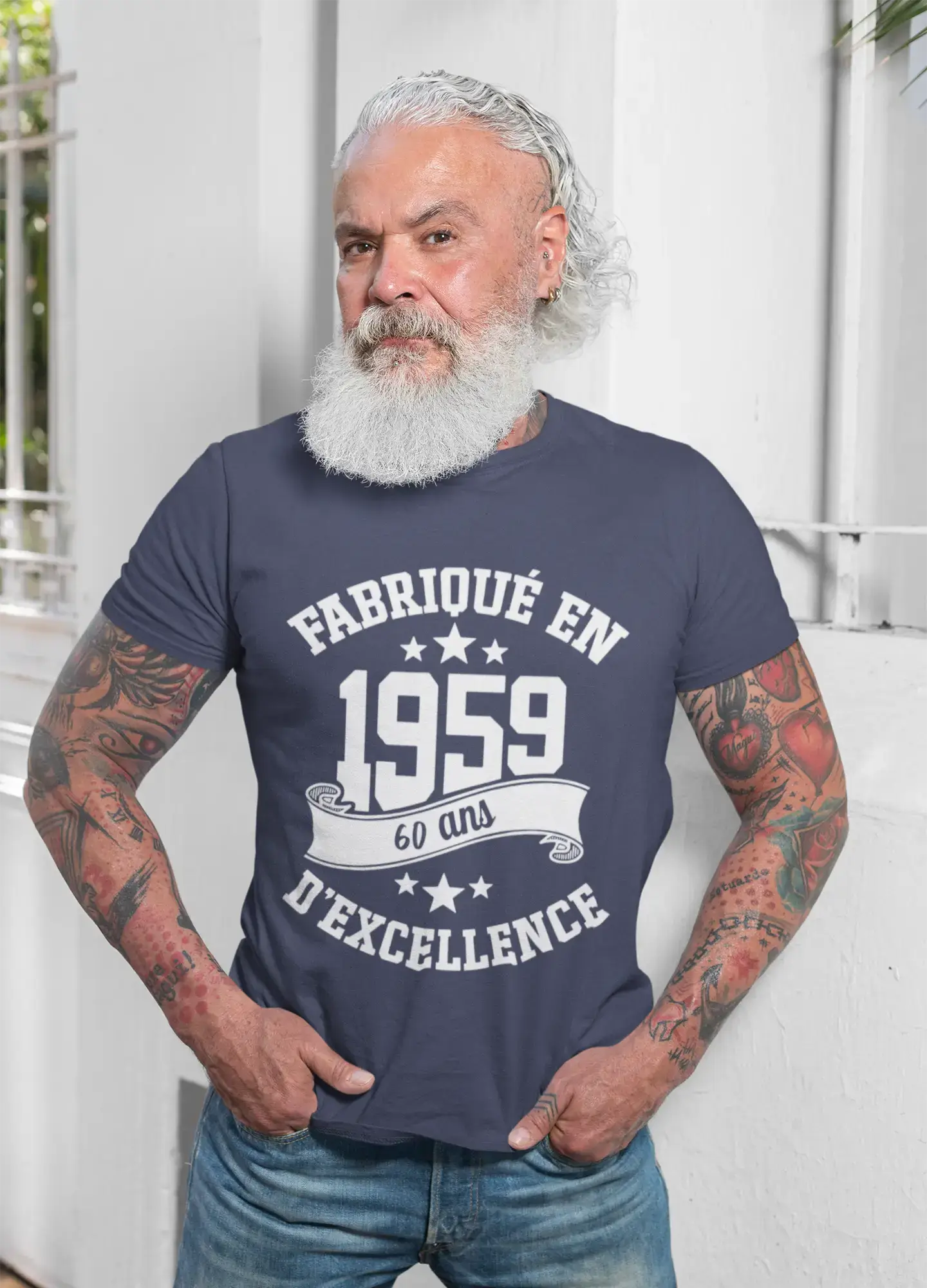 ULTRABASIC – Hergestellt im Jahr 1959, 60 Jahre alt. Geniales Unisex-T-Shirt aus Denim