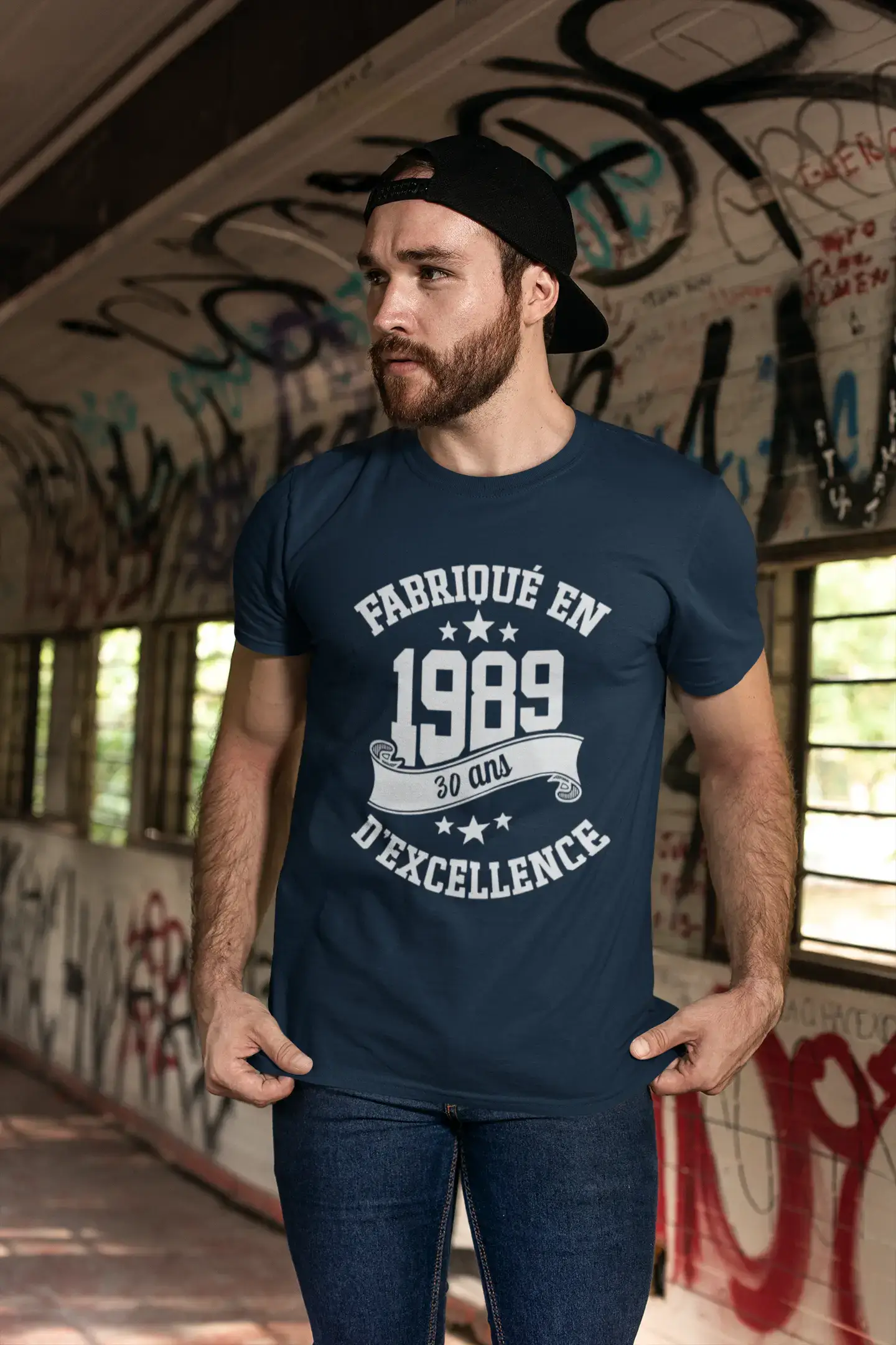 ULTRABASIC – Hergestellt im Jahr 1989, 30 Jahre alt. Geniales Unisex-T-Shirt Marine