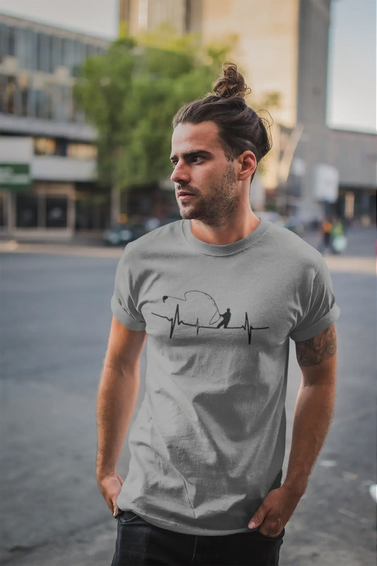 ULTRABASIC - White Graphic Printed Men's Fisherman
Heartbeat T-Shirt Military Green
