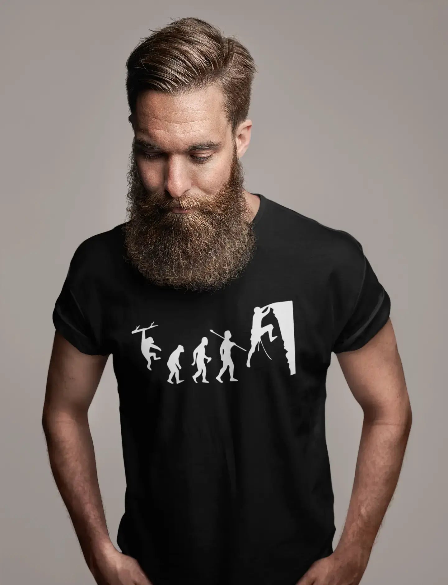 ULTRABASIC - Graphic Printed Men's Climbing Evolution T-Shirt Navy