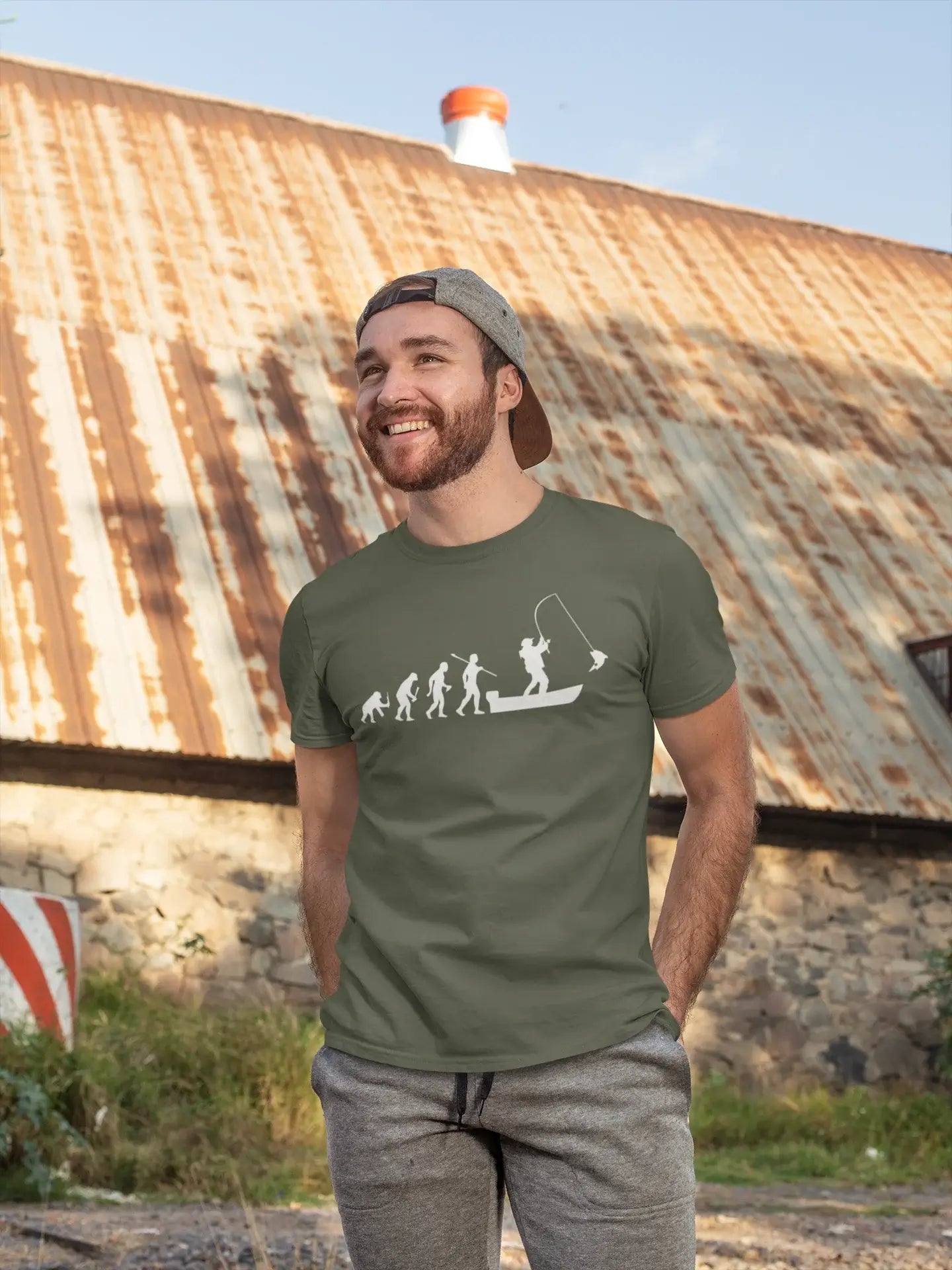 ULTRABASIC - Graphic Printed Men's Evolution of the Fishing Boat T-Shirt French Navy