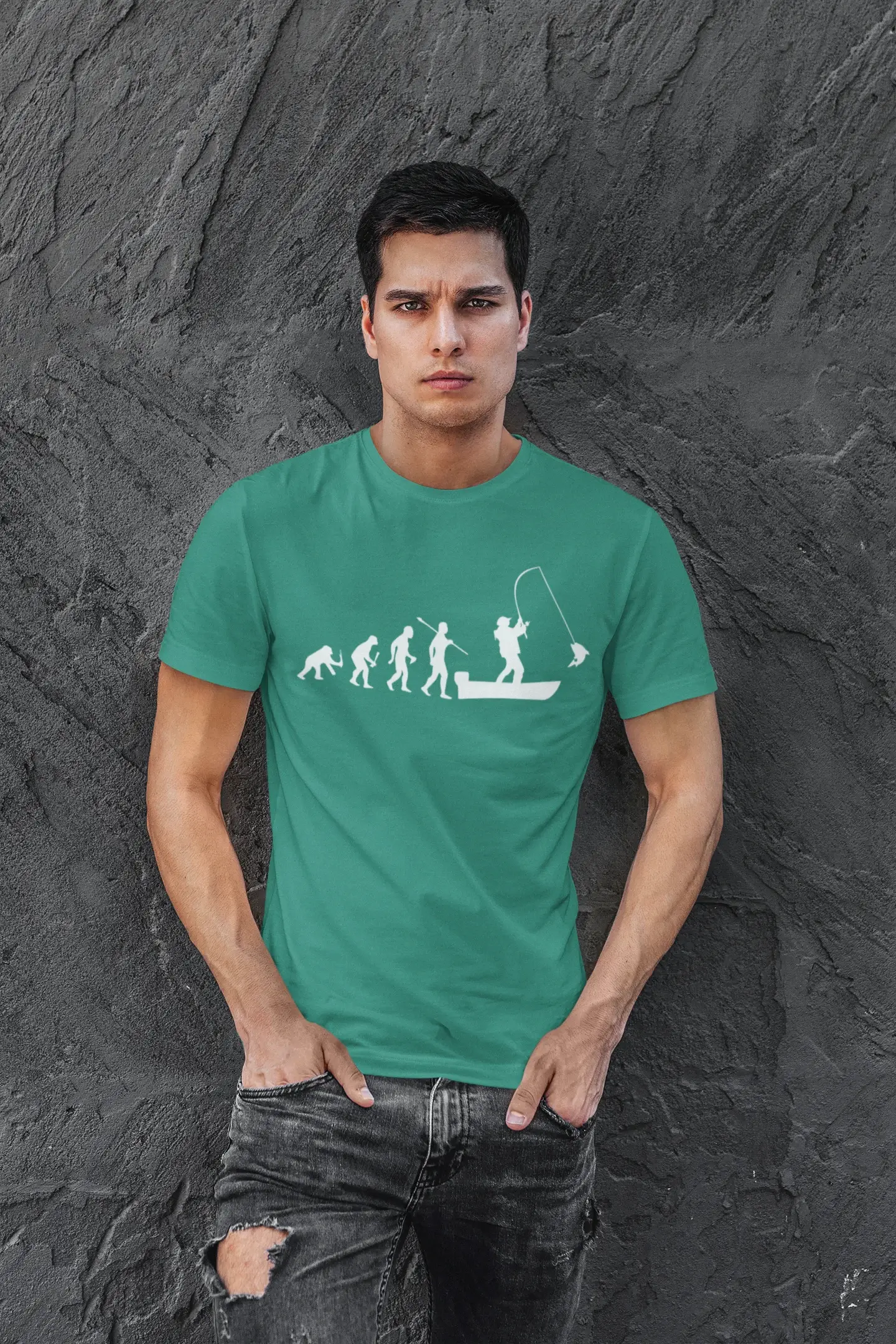 ULTRABASIC - Graphic Printed Men's Evolution of the Fishing Boat T-Shirt French Navy