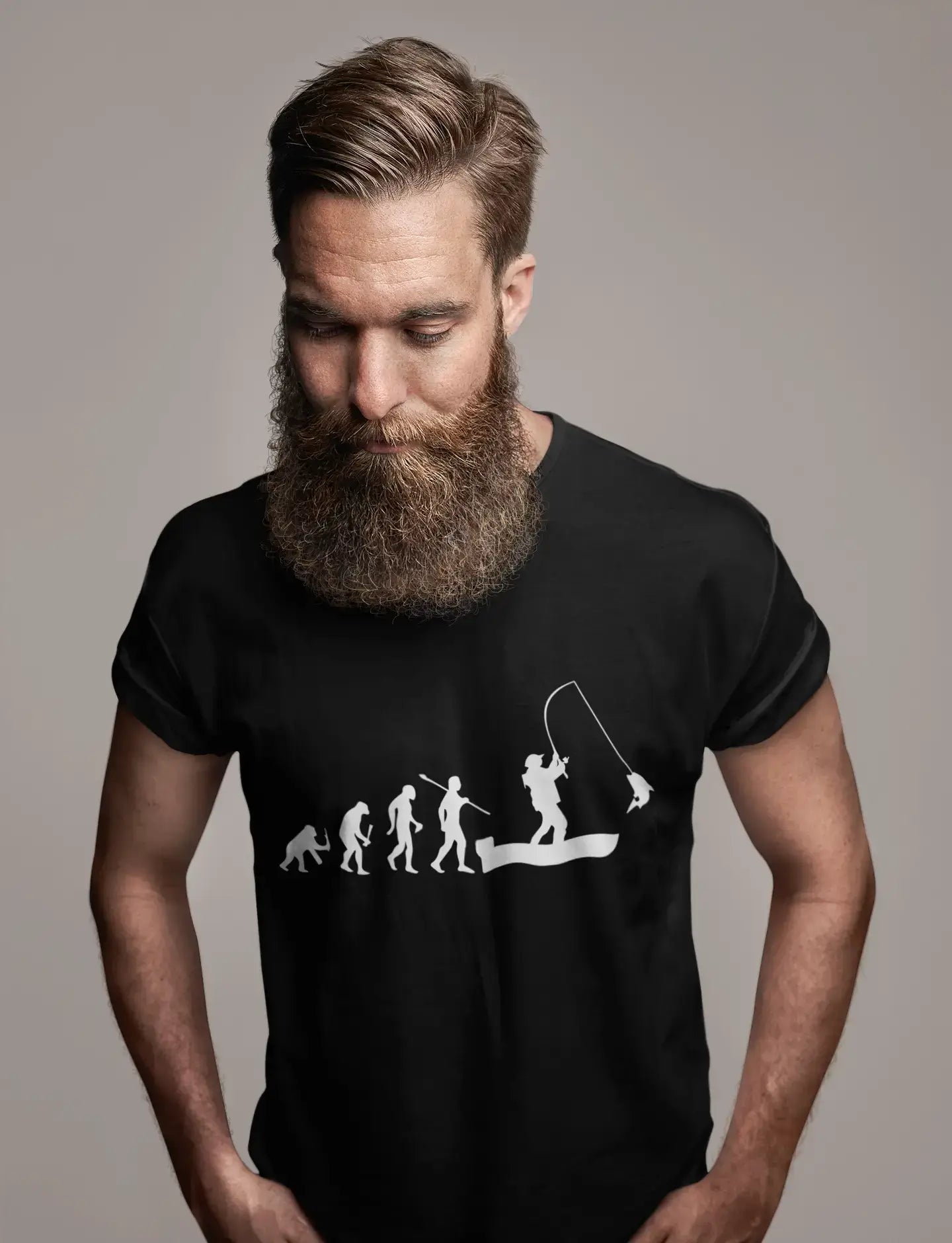 ULTRABASIC - Graphic Printed Men's Evolution of the Fishing Boat T-Shirt Burgundy