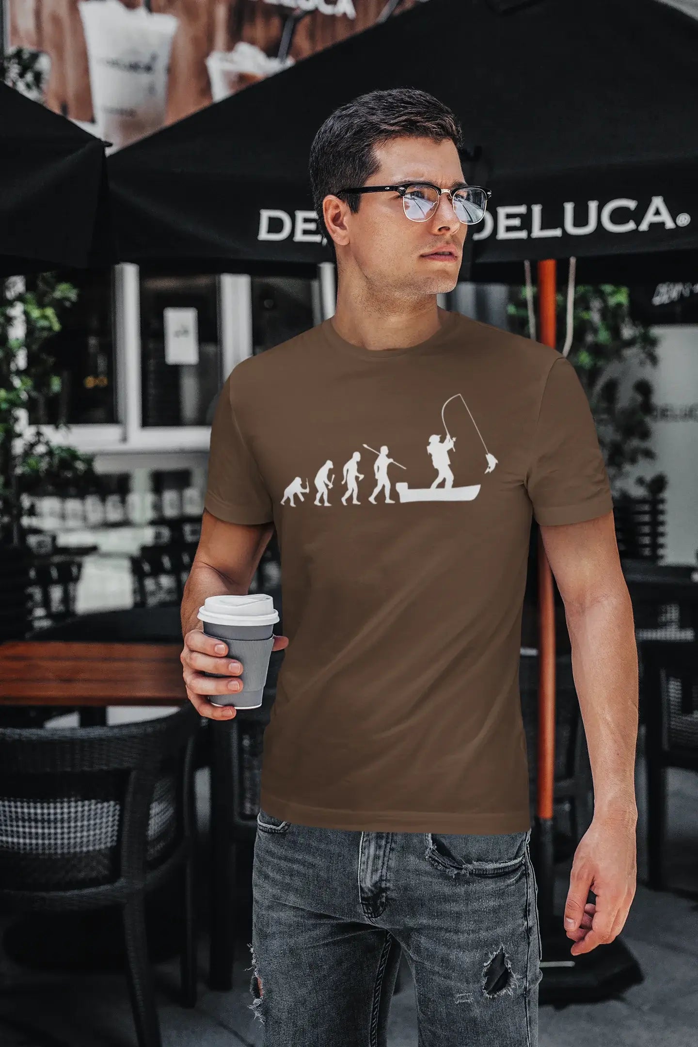 ULTRABASIC - Graphic Printed Men's Evolution of the Fishing Boat T-Shirt French Navy