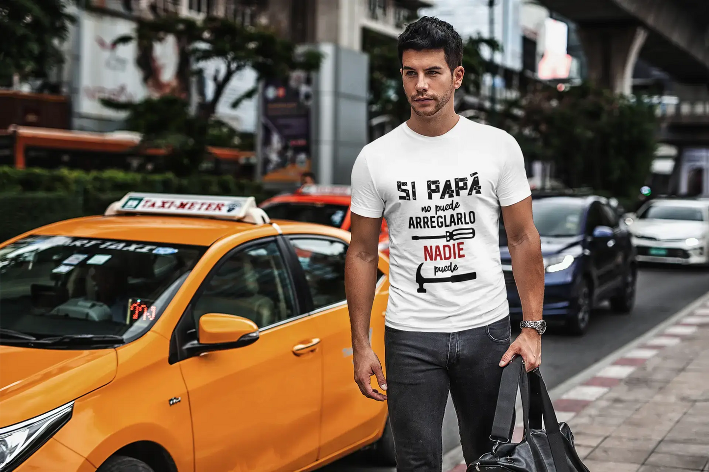 ULTRABASIC - Graphic Printed Men's If Dad Can Not Nobody Can T-Shirt Denim