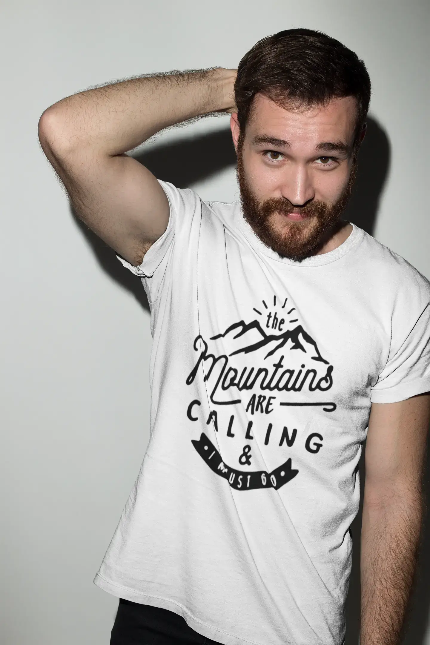 ULTRABASIC - Graphic Printed Men's The Mountains Are Calling And I Must Go Hiking Tee Vintage White
