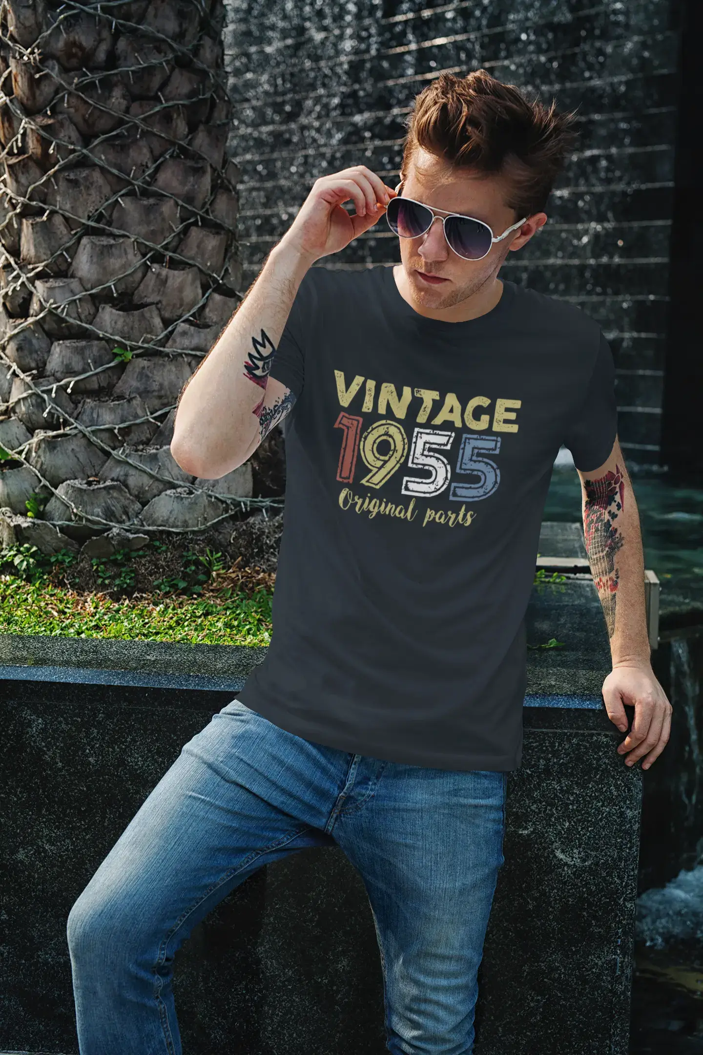 ULTRABASIC - Graphic Printed Men's Vintage 1955 T-Shirt Deep Black