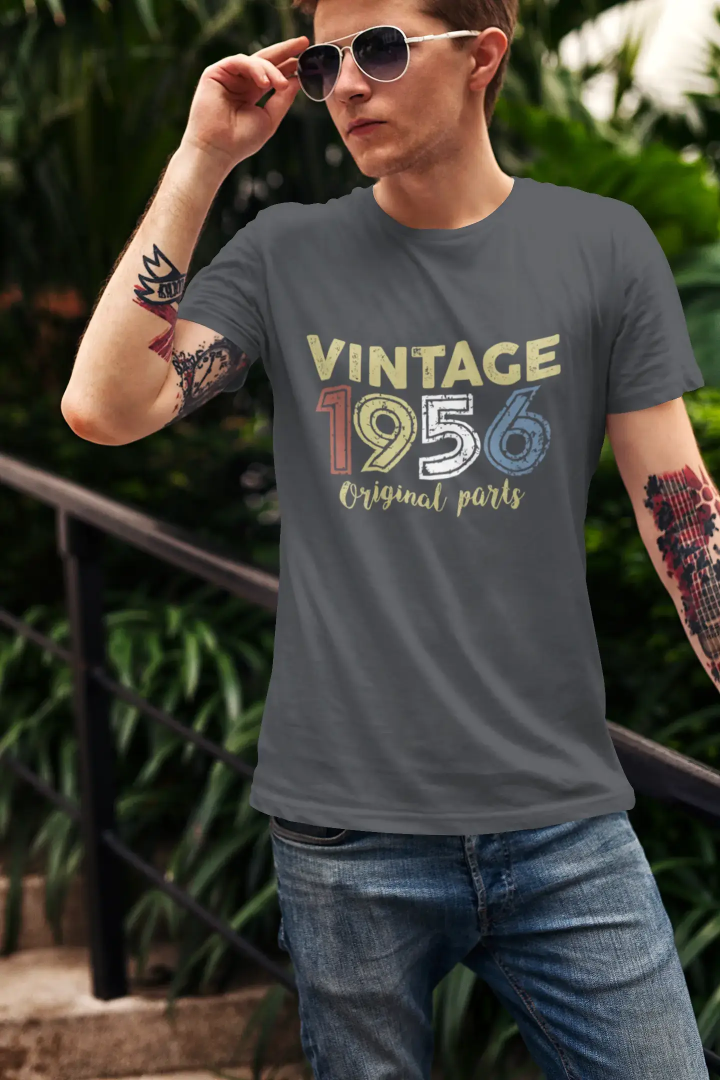 ULTRABASIC - Graphic Printed Men's Vintage 1956 T-Shirt Denim