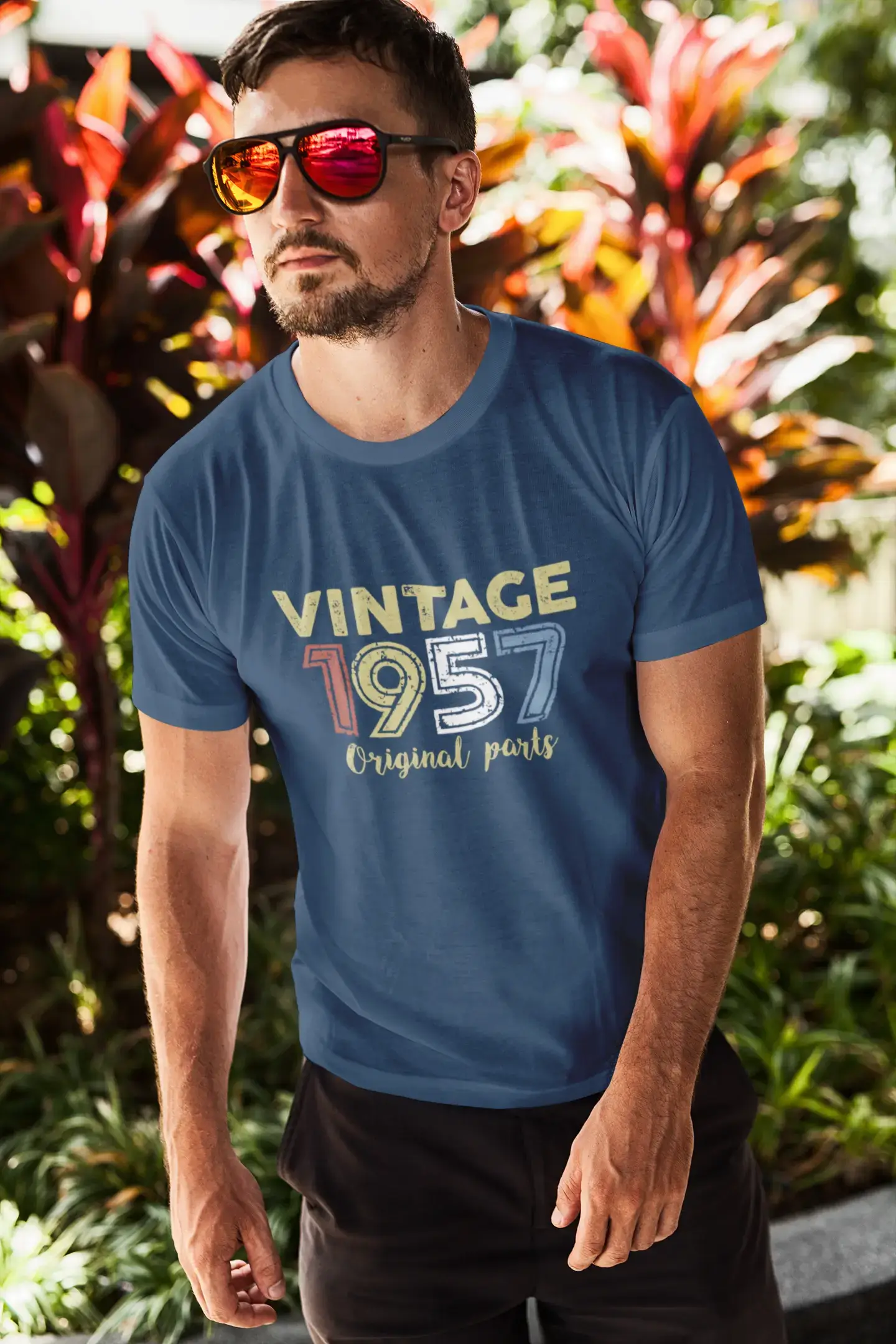 ULTRABASIC - Graphic Printed Men's Vintage 1957 T-Shirt Navy