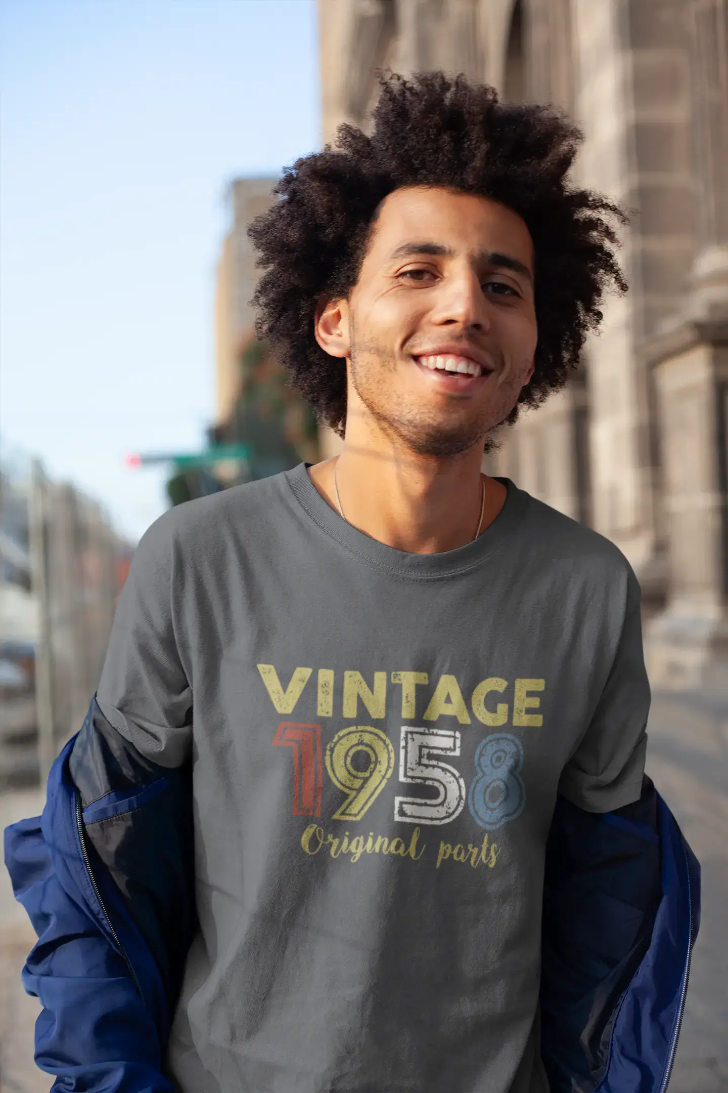 ULTRABASIC - Graphic Printed Men's Vintage 1958 T-Shirt Navy