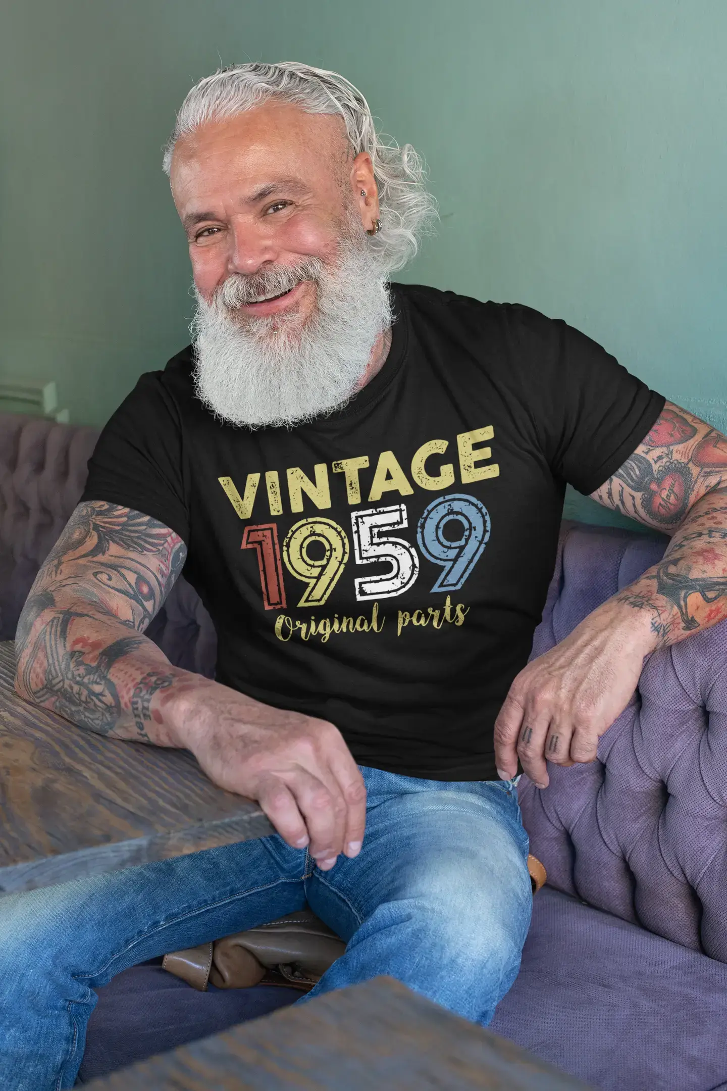 ULTRABASIC - Graphic Printed Men's Vintage 1959 T-Shirt Navy
