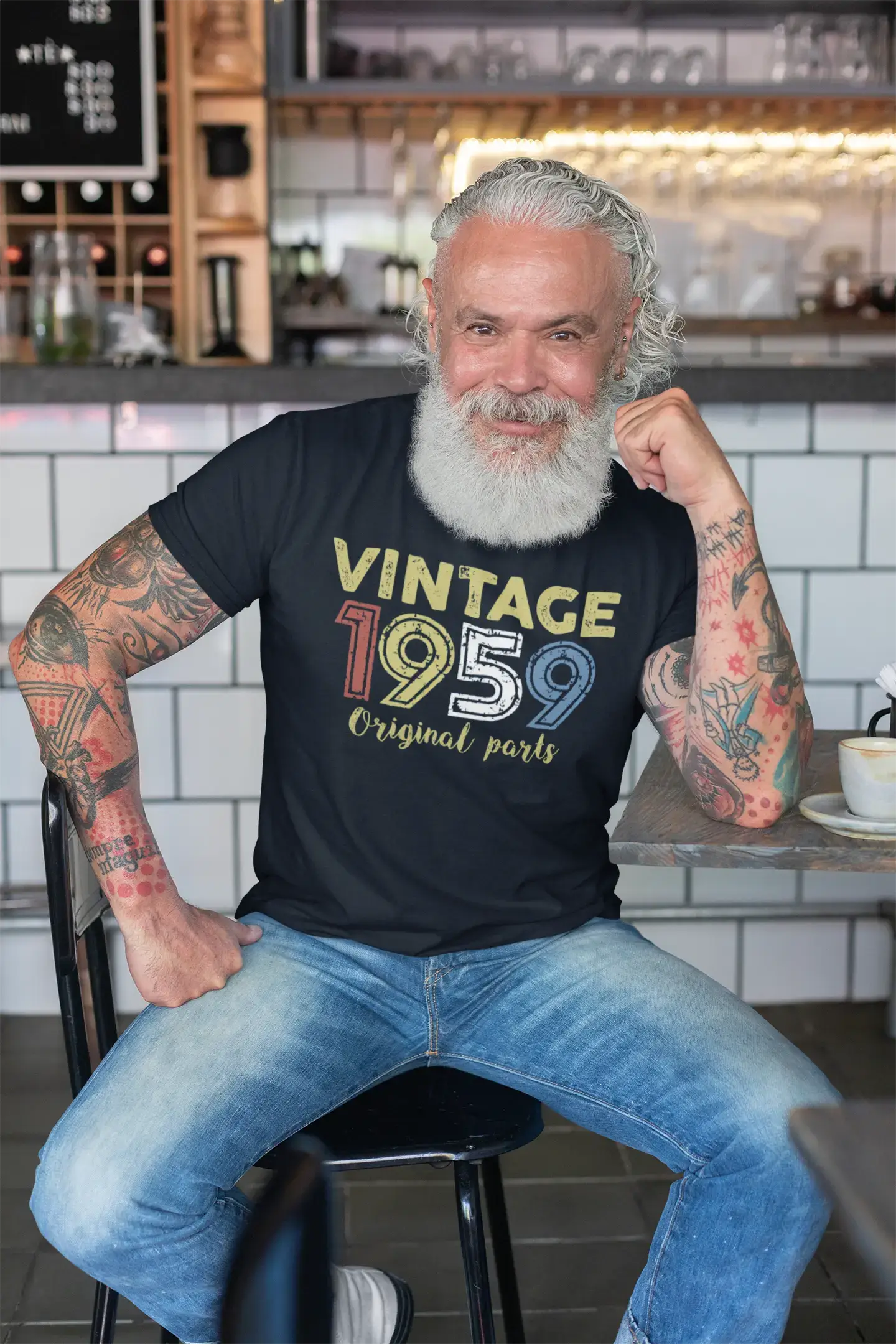 ULTRABASIC - Graphic Printed Men's Vintage 1959 T-Shirt Navy