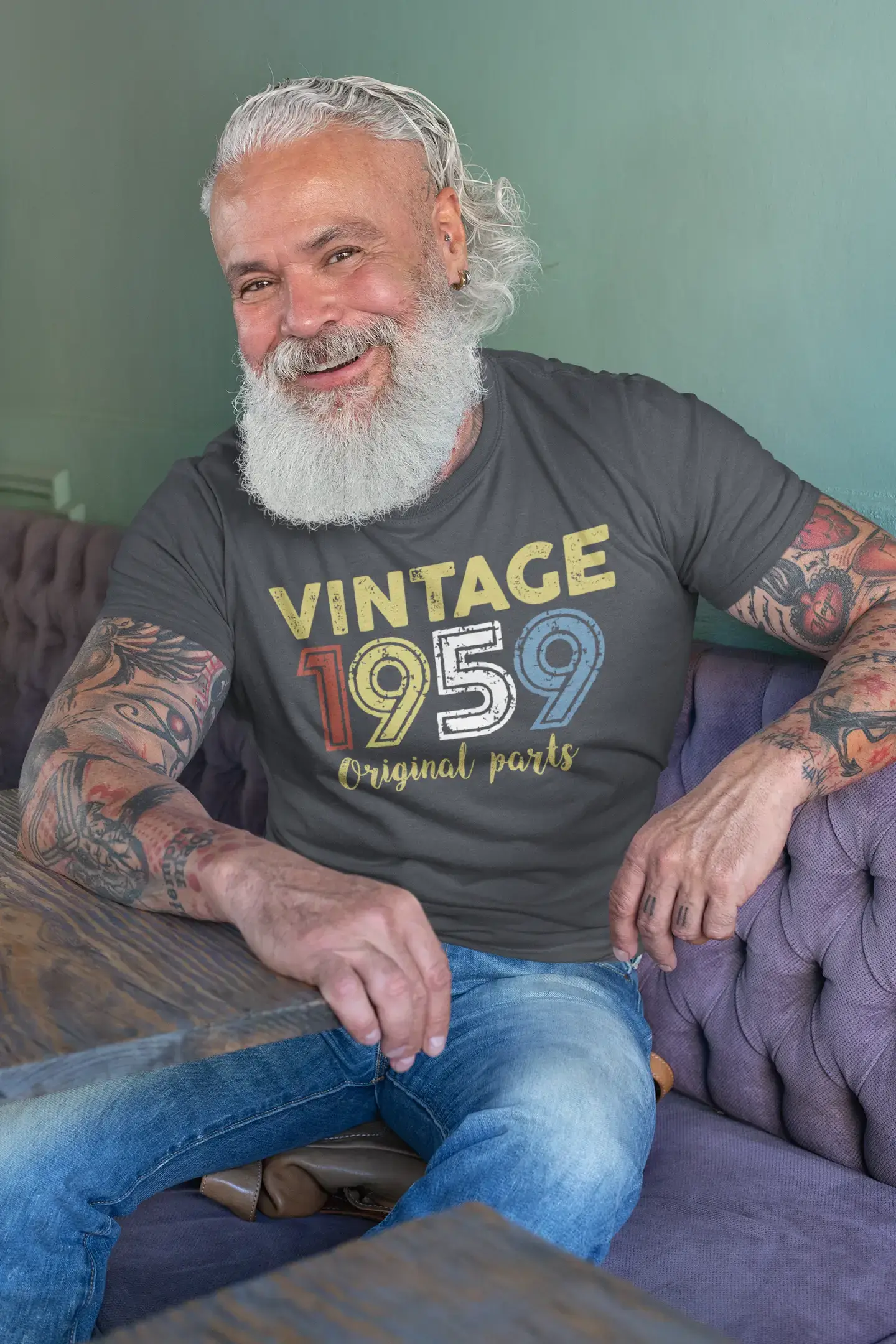 ULTRABASIC - Graphic Printed Men's Vintage 1959 T-Shirt Navy