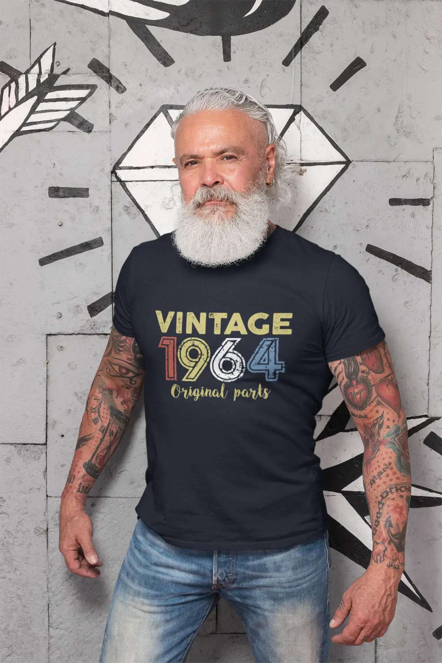 ULTRABASIC - Graphic Printed Men's Vintage 1964 T-Shirt Navy