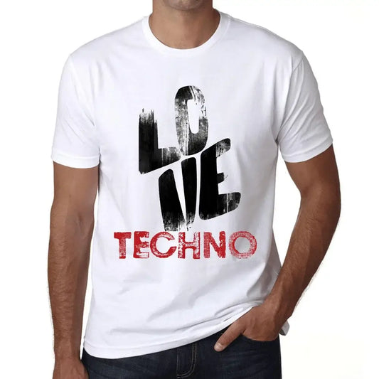Men's Graphic T-Shirt Love Techno Eco-Friendly Limited Edition Short Sleeve Tee-Shirt Vintage Birthday Gift Novelty