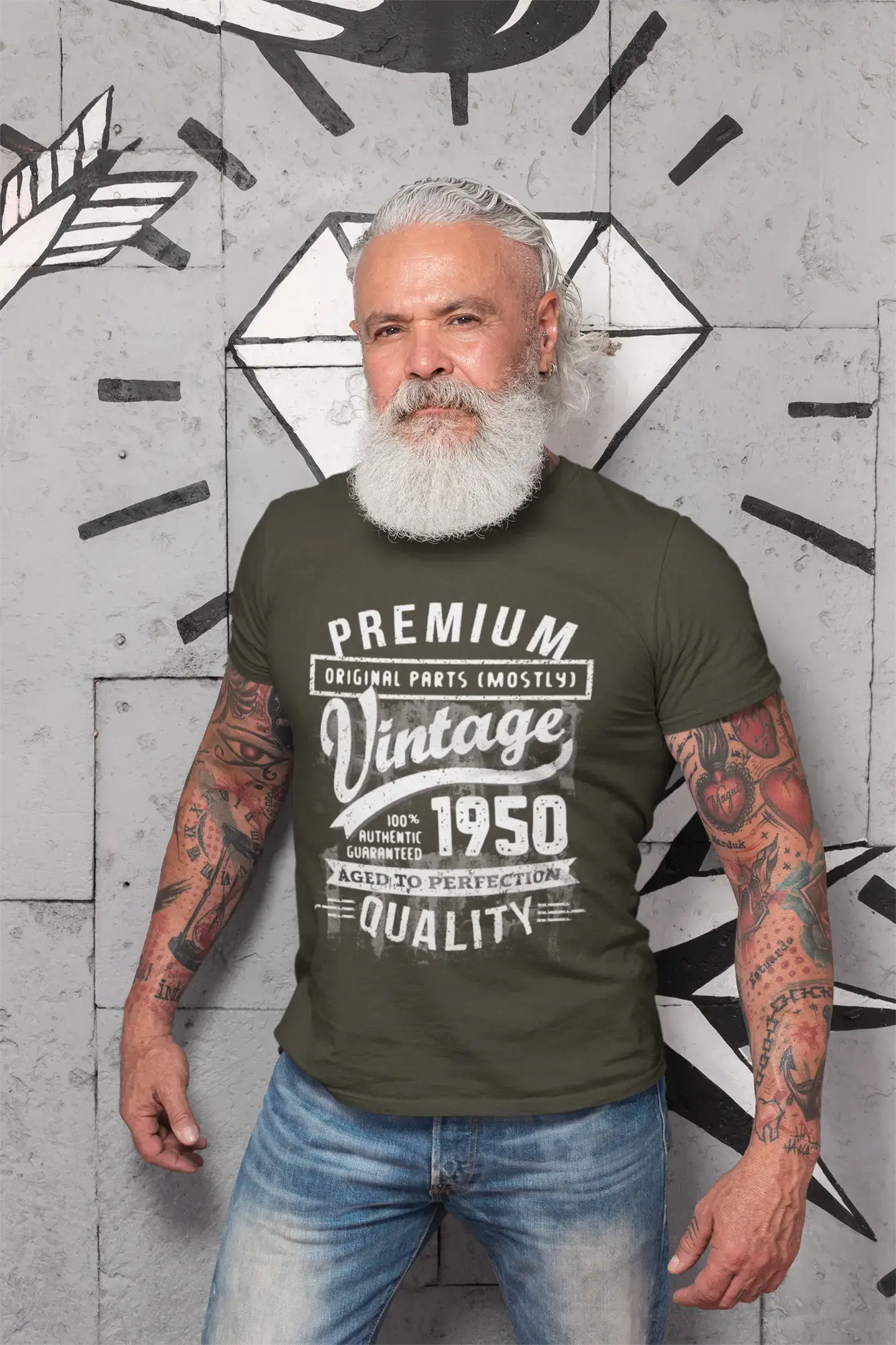 ULTRABASIC – <span>Grafisches</span> <span>Herren</span> -T-Shirt „1950 Aged to Perfection“ <span>als</span> <span>Geburtstagsgeschenk</span>