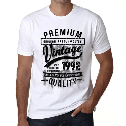 Men's Graphic T-Shirt Original Parts (Mostly) Aged to Perfection 1992 32nd Birthday Anniversary 32 Year Old Gift 1992 Vintage Eco-Friendly Short Sleeve Novelty Tee