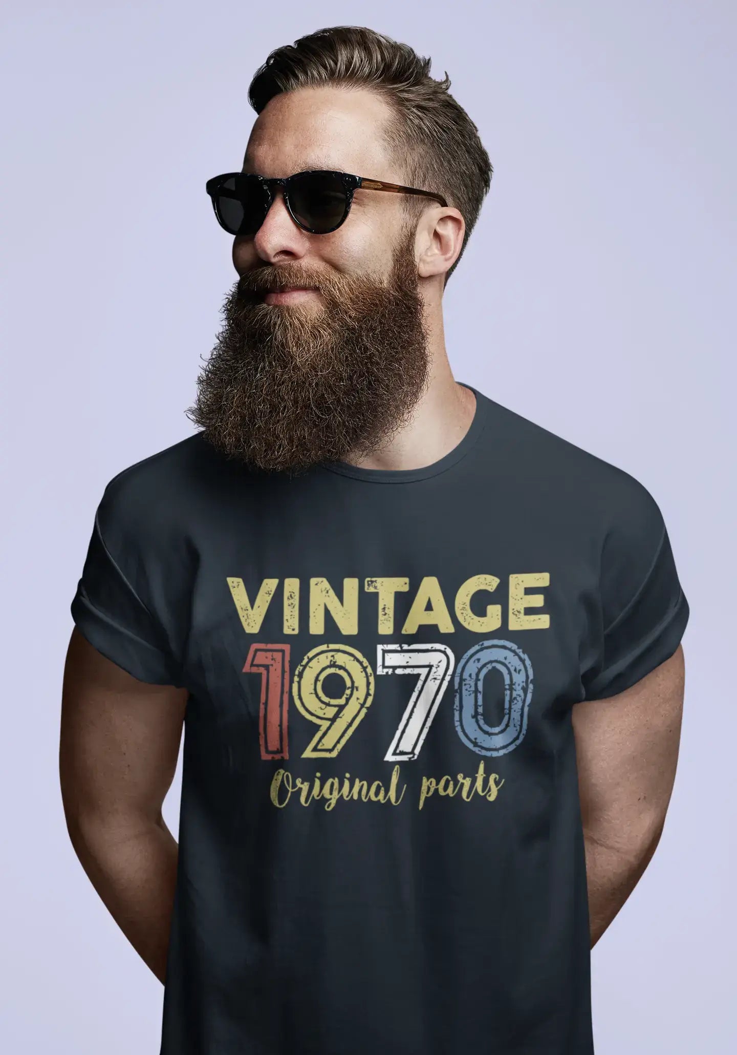 ULTRABASIC - Graphic Printed Men's Vintage 1970 T-Shirt Navy