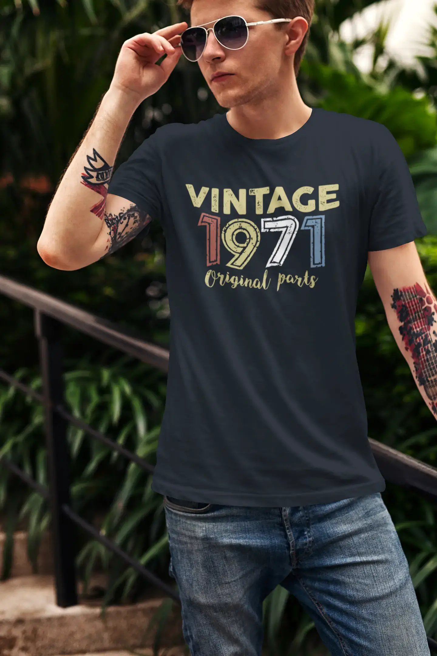 ULTRABASIC - Graphic Printed Men's Vintage 1971 T-Shirt Navy