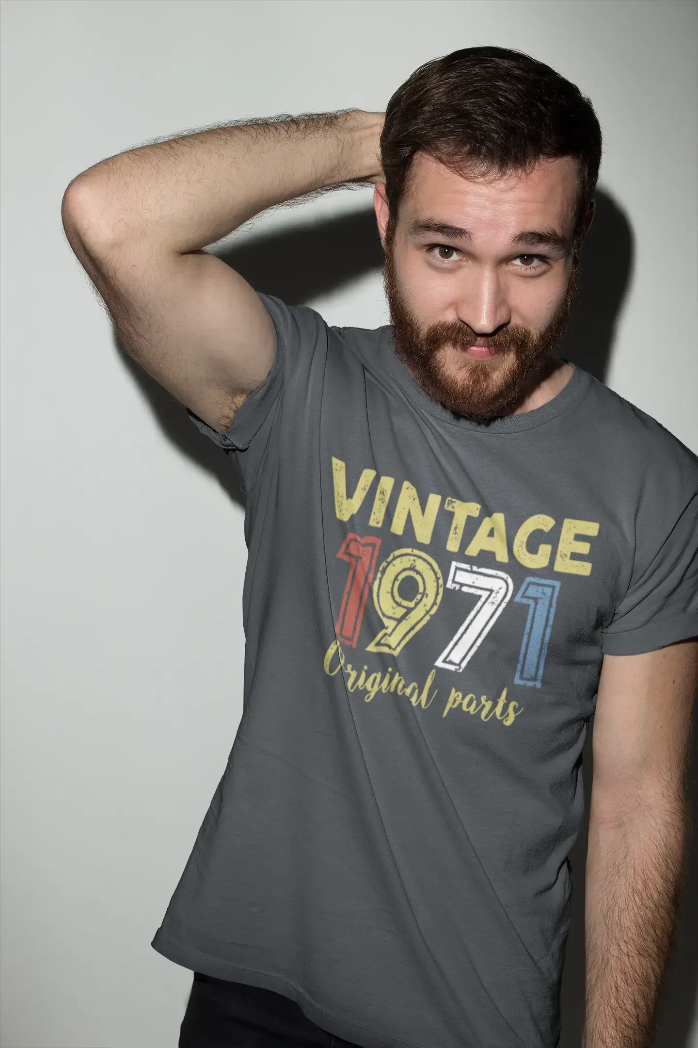 ULTRABASIC - Graphic Printed Men's Vintage 1971 T-Shirt Mouse Grey