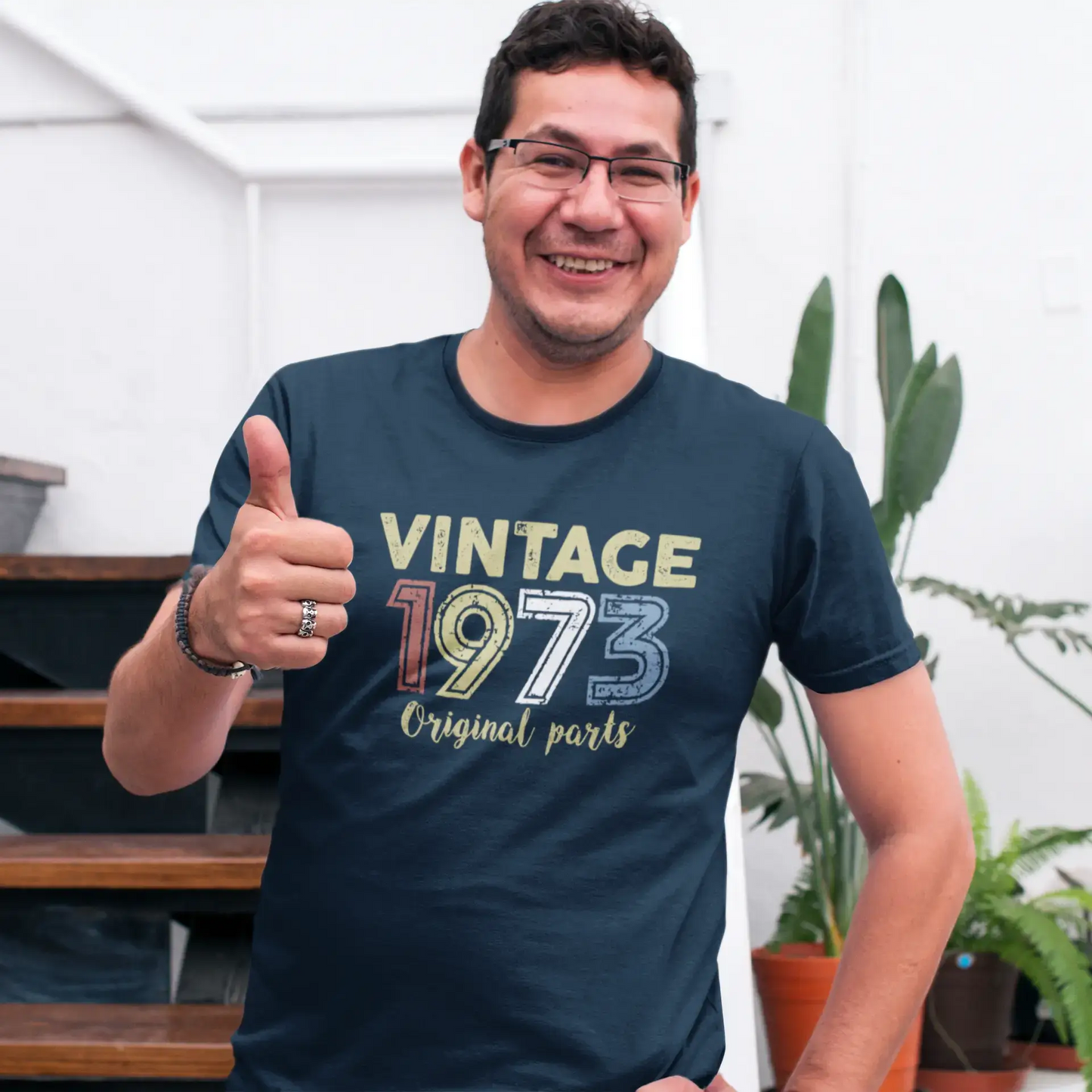 ULTRABASIC - Graphic Printed Men's Vintage 1973 T-Shirt Navy