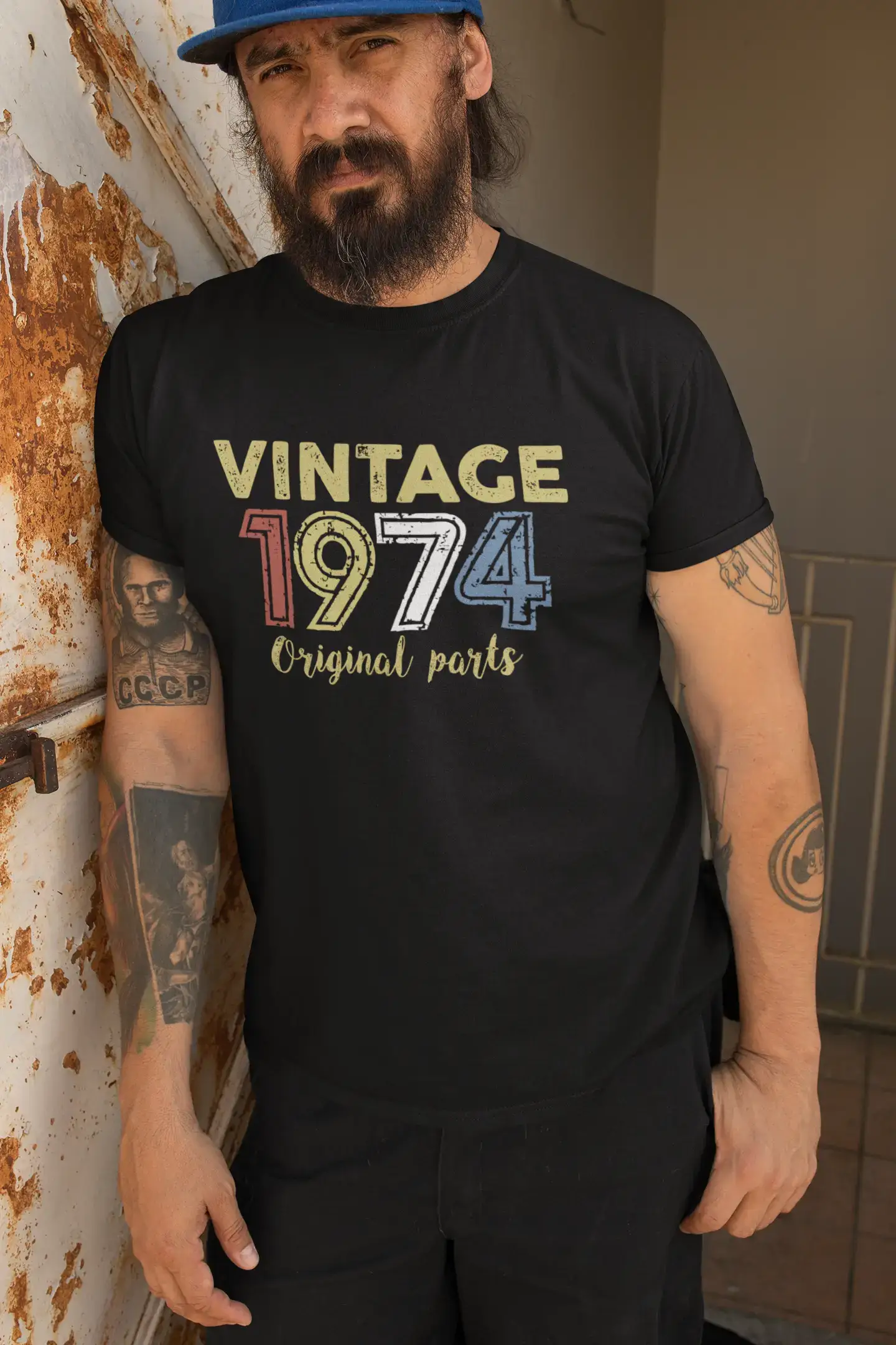 ULTRABASIC - Graphic Printed Men's Vintage 1974 T-Shirt Navy