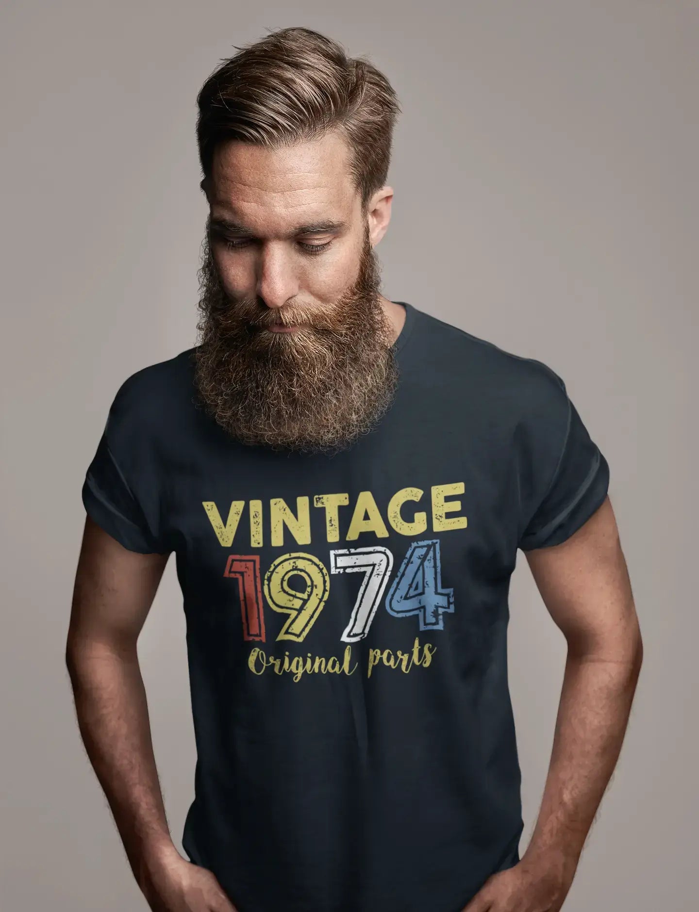 ULTRABASIC - Graphic Printed Men's Vintage 1974 T-Shirt Navy