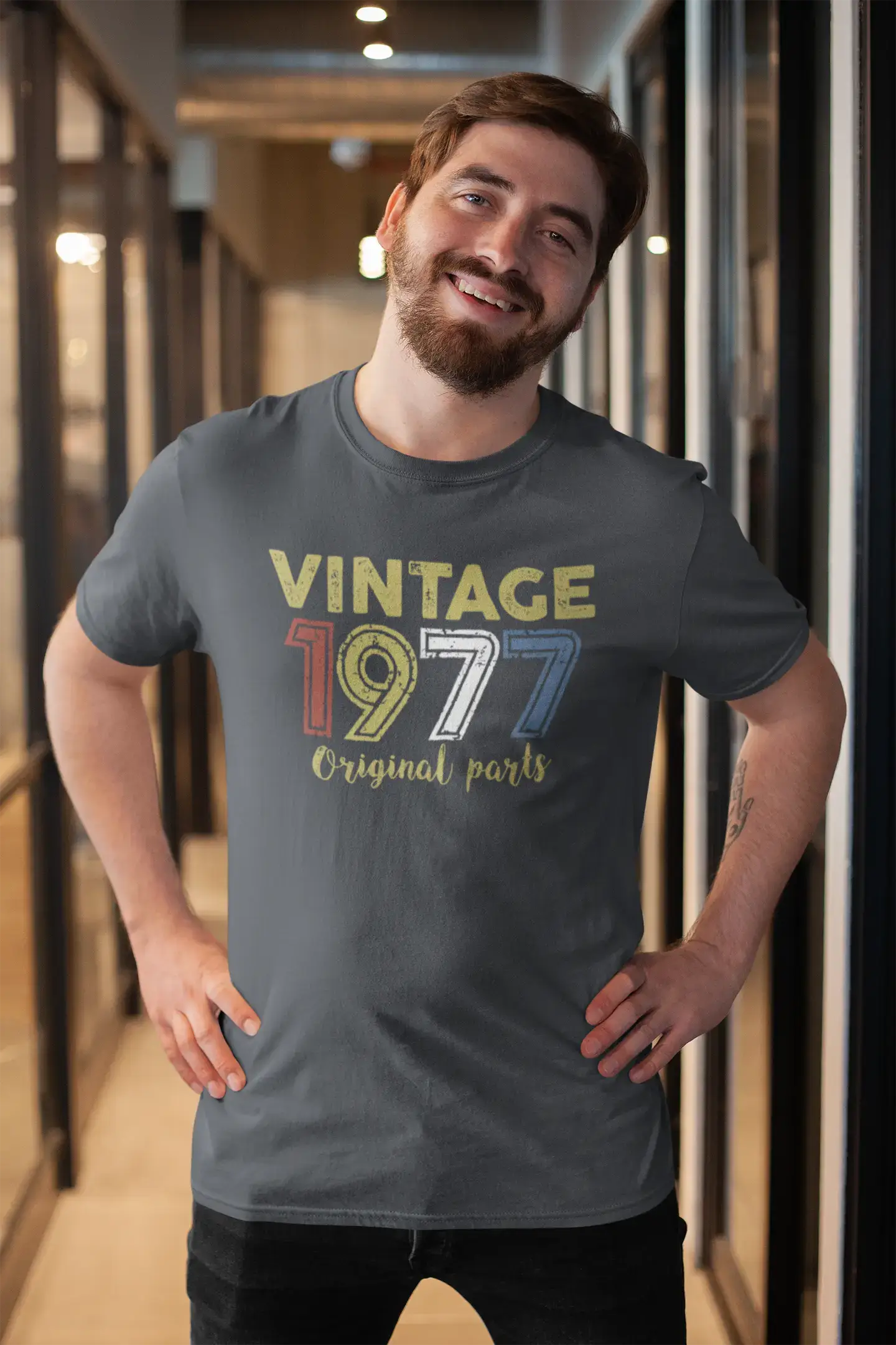 ULTRABASIC - Graphic Printed Men's Vintage 1977 T-Shirt Denim