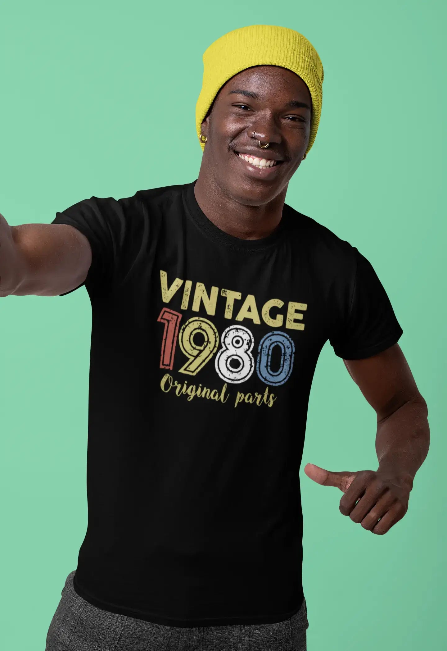 ULTRABASIC - Graphic Printed Men's Vintage 1980 T-Shirt Navy