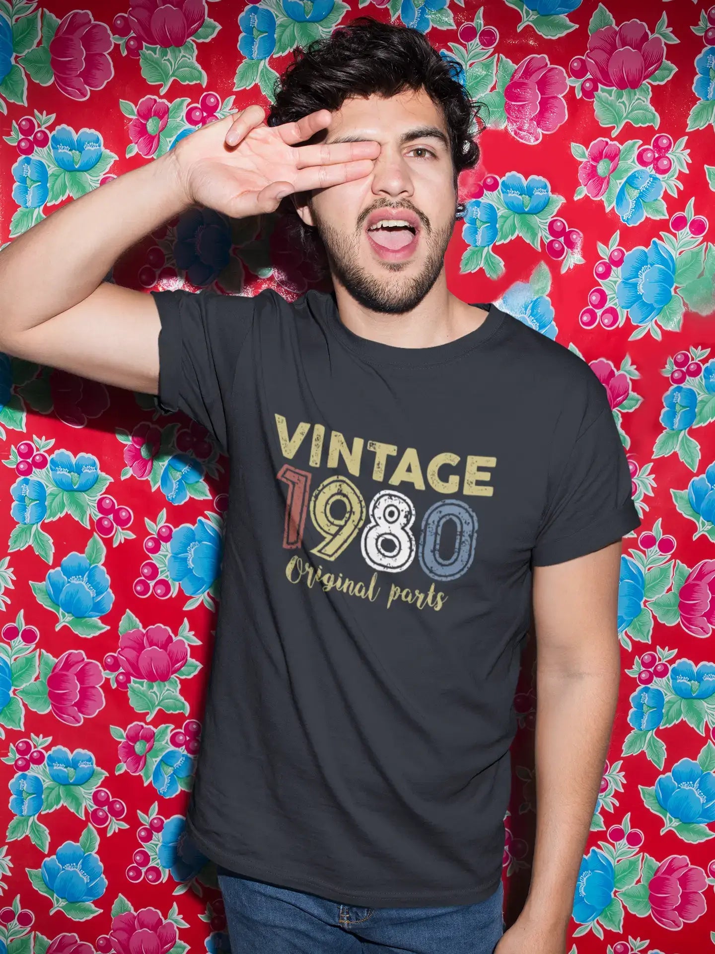 ULTRABASIC - Graphic Printed Men's Vintage 1980 T-Shirt Navy