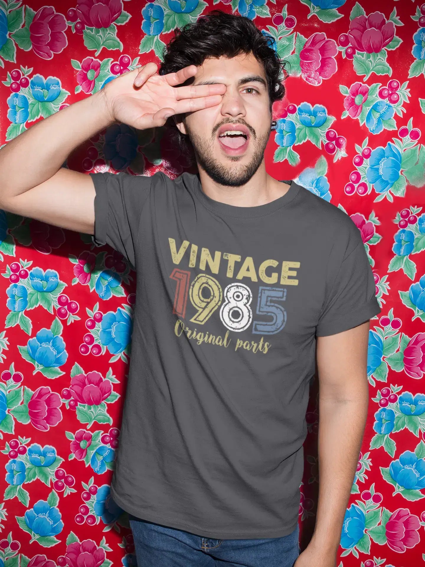 ULTRABASIC - Graphic Printed Men's Vintage 1985 T-Shirt Mouse Grey