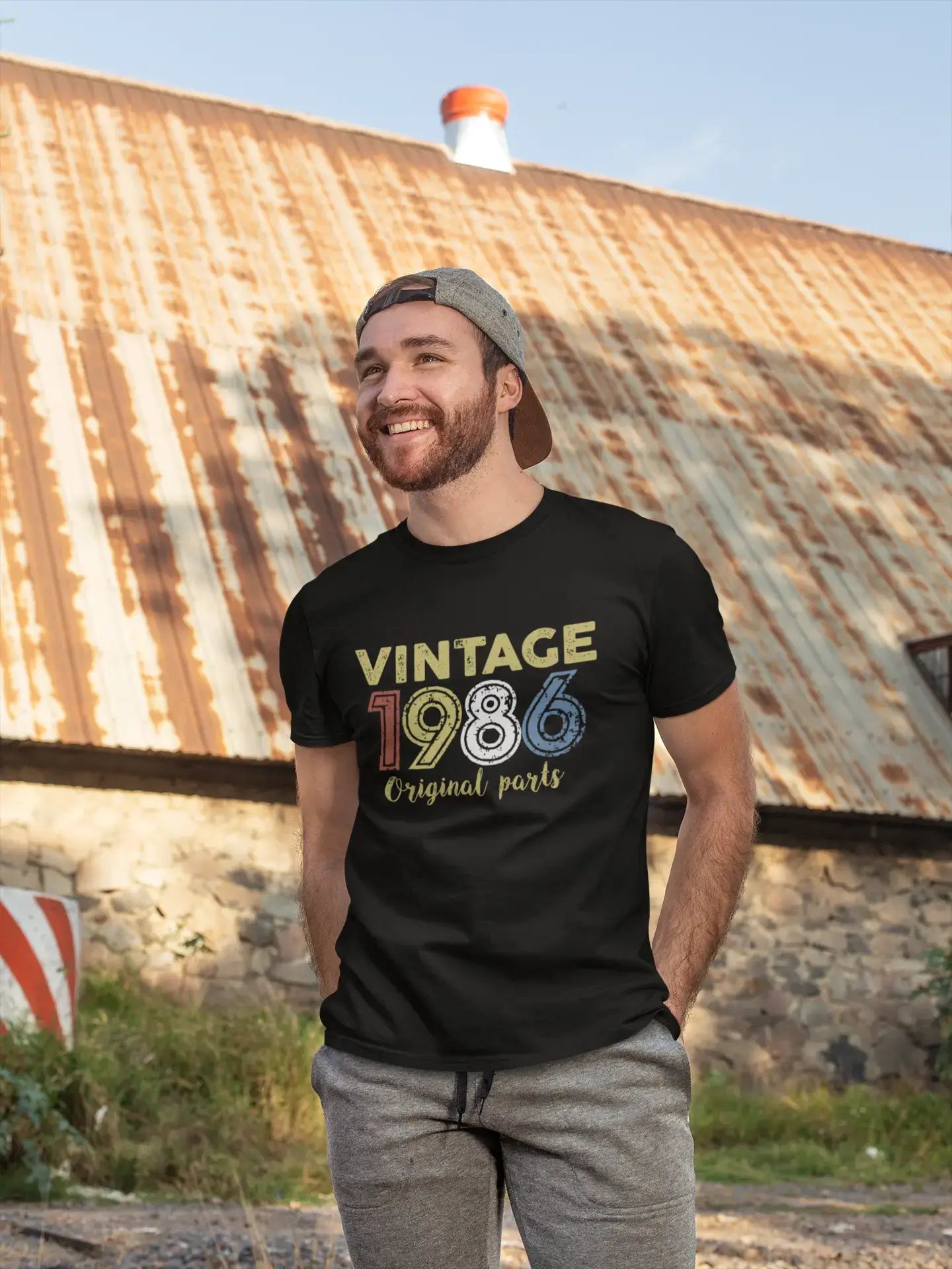 ULTRABASIC - Graphic Printed Men's Vintage 1986 T-Shirt Navy