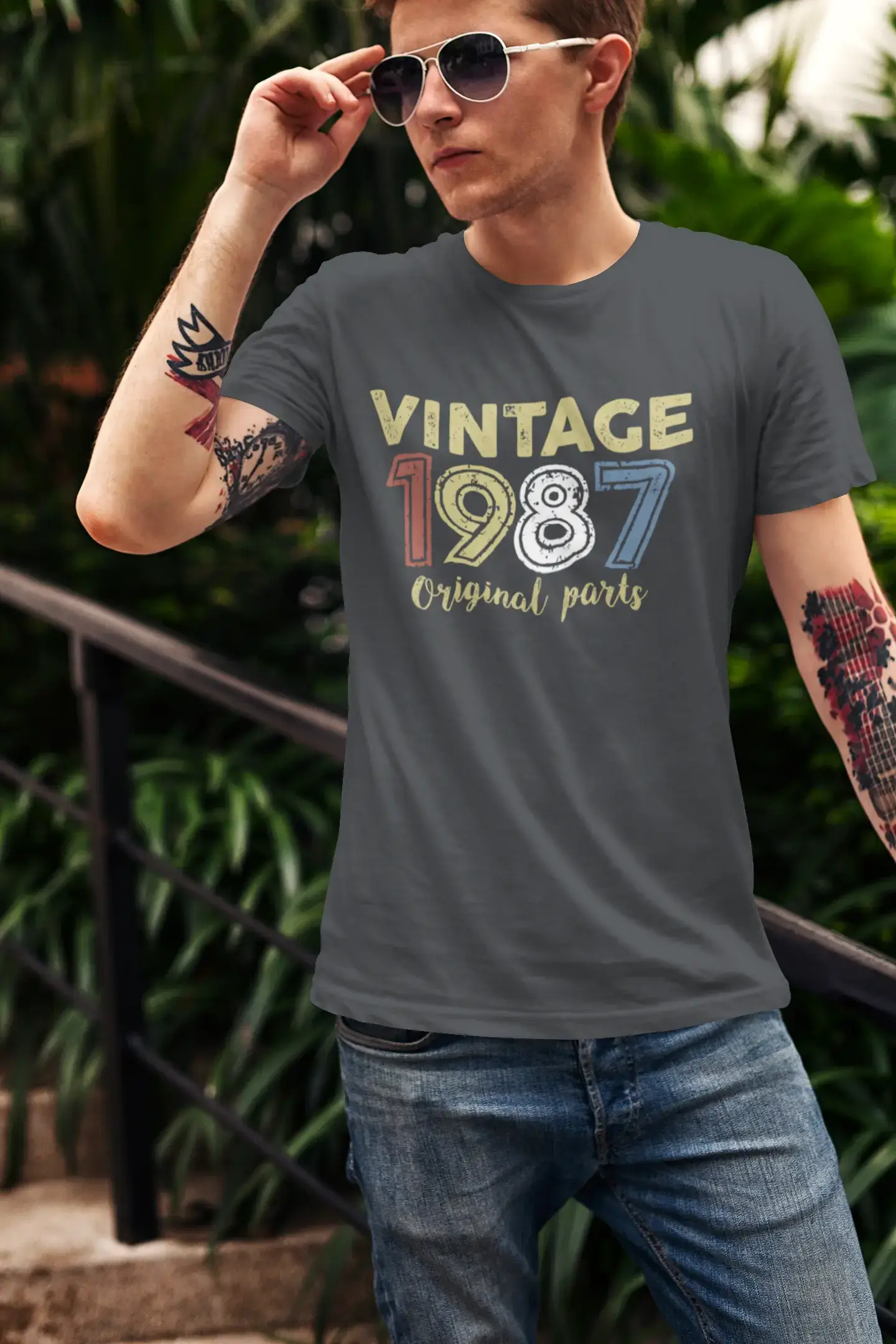 ULTRABASIC - Graphic Printed Men's Vintage 1987 T-Shirt Navy